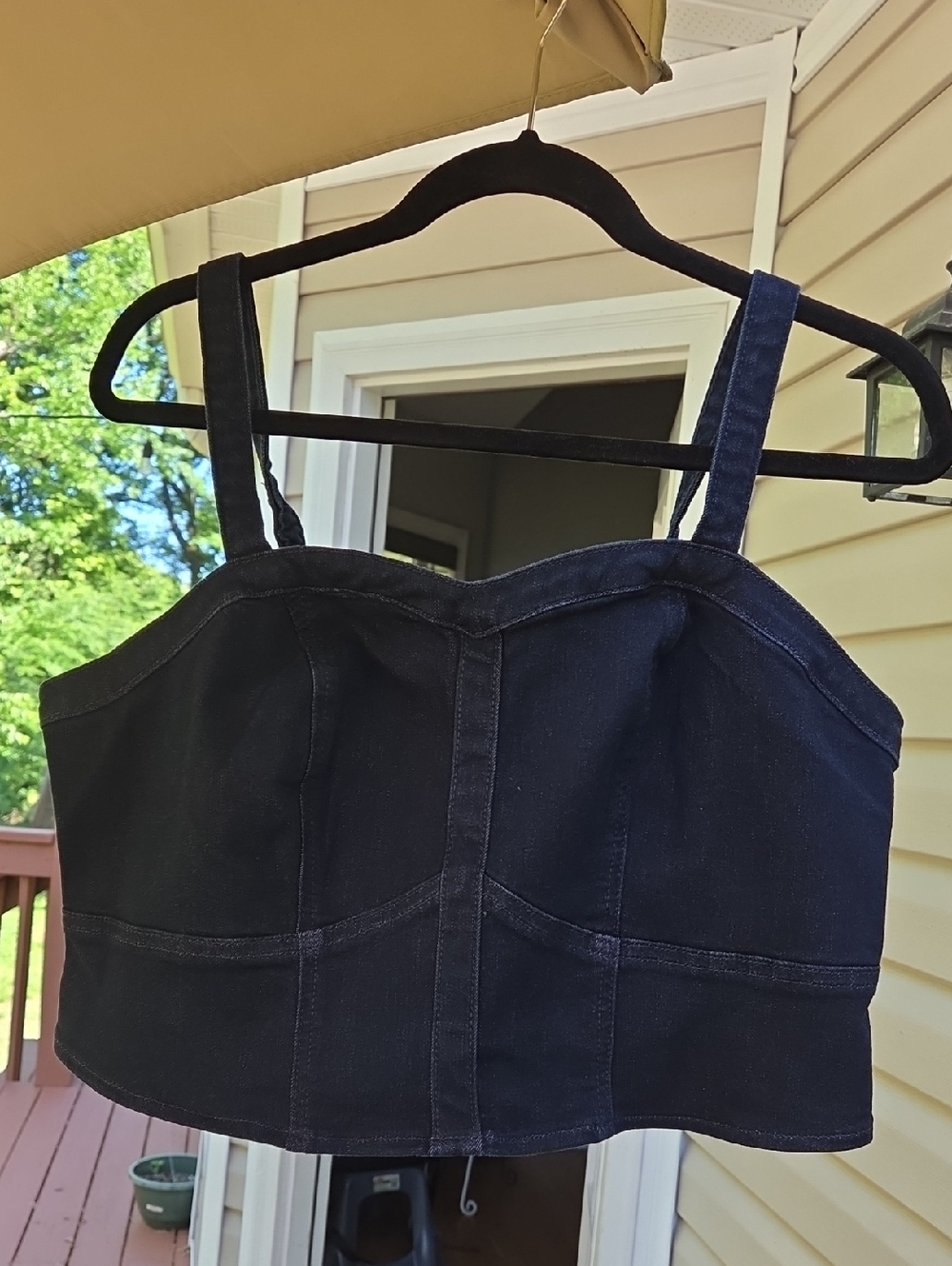 torrid dark indigo denim corset crop top